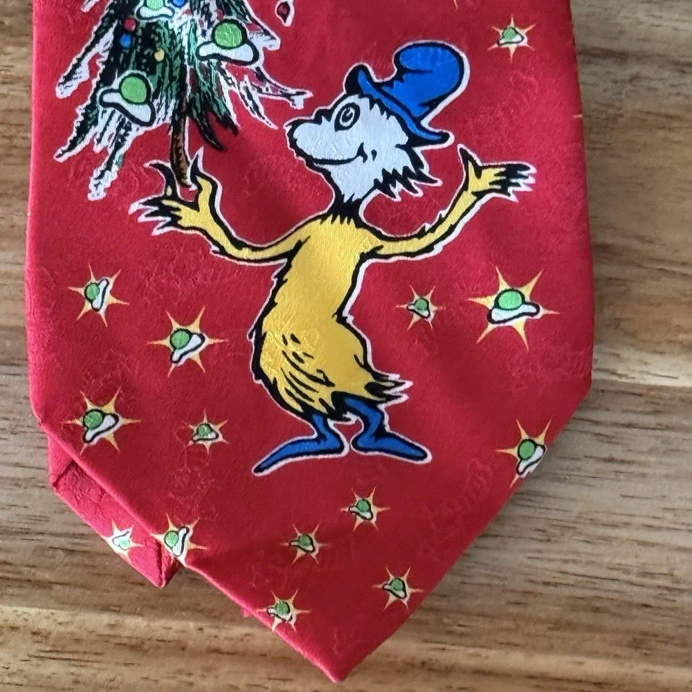 VTG 2 Dr Seuss Ties 100% Silk Green Eggs & Ham Halloween Pumpkin Holiday Costume